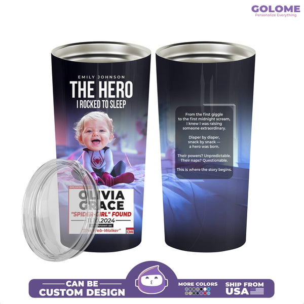 Personalized Spider-Girl Baby Tumbler – Custom CNN Breaking News Gift for Super Moms